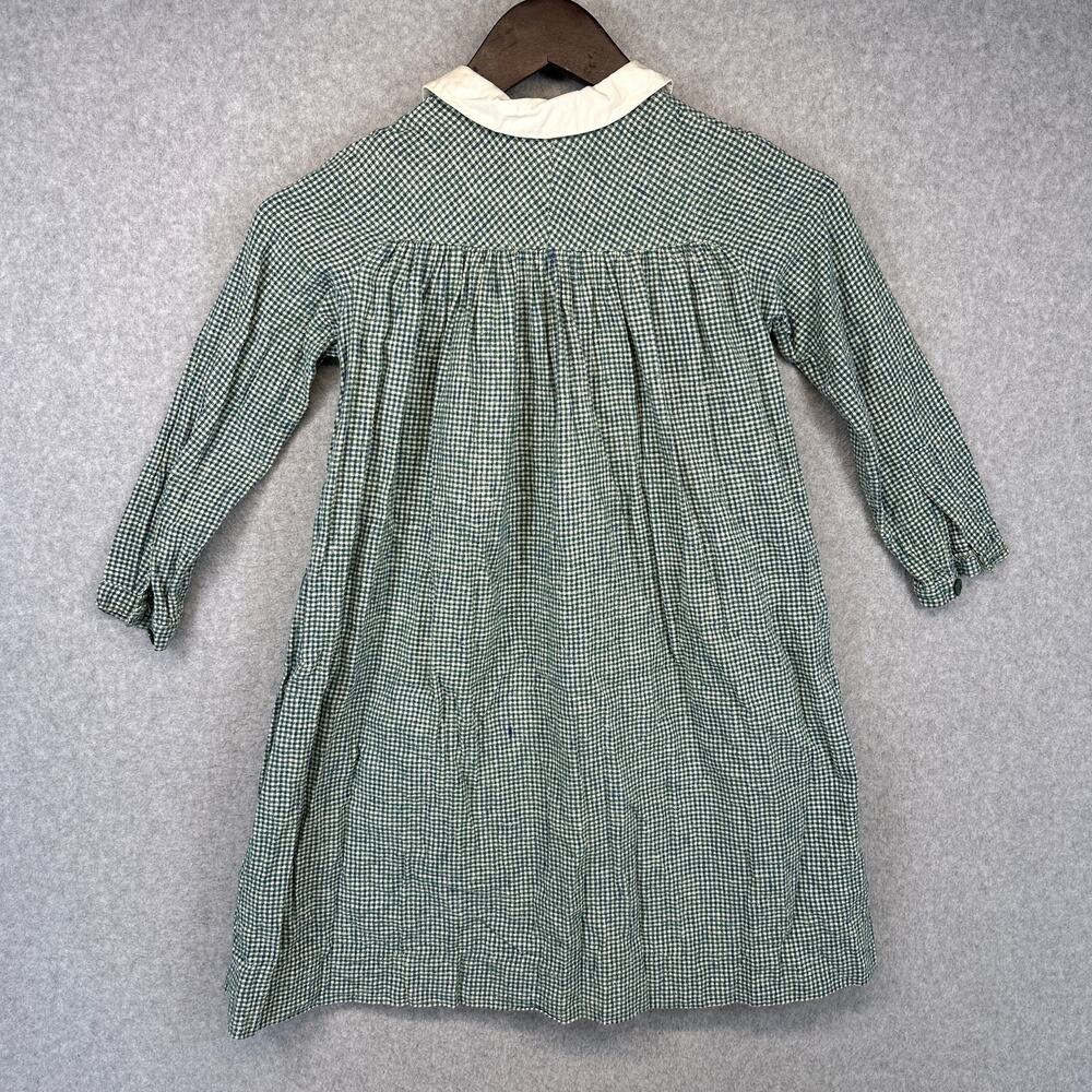 Vintage Fiorucci Dress Childrens Girl Size 6 Green Checkered Button Front A-Line - Picture 2 of 15